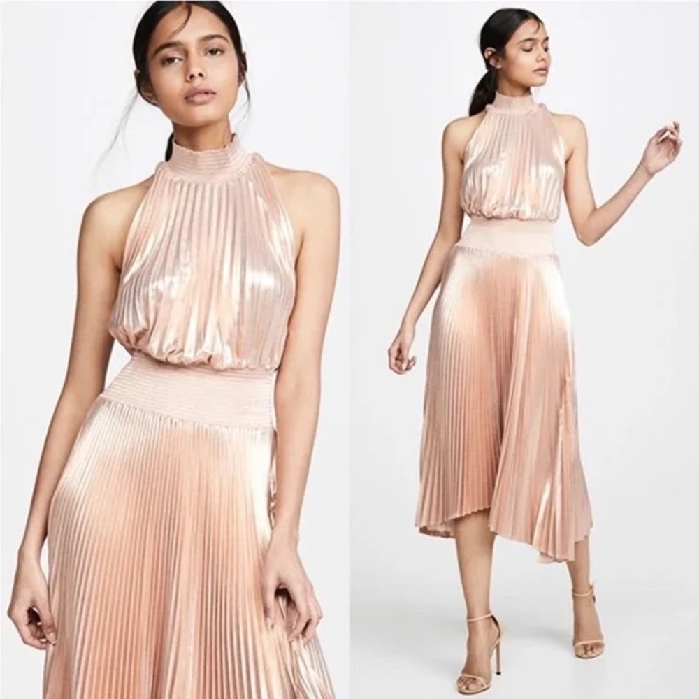 ALC Renzo Metallic Pleated Dress